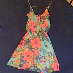 Floral print summer dress - mini length